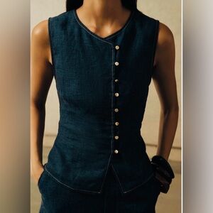 Zara Dark Blue Sleeveless Top